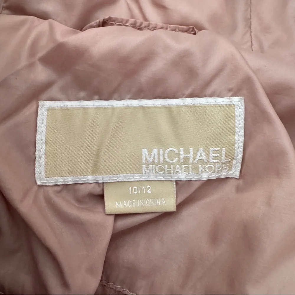 MICHAEL by Michael Kors Girls Pink Puffer Hooded Coat Size 10-12y - Picture 3 of 5